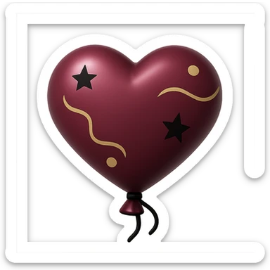 shiny burgundy heart shaped party balloon with glossy finish and party vibe sticker
