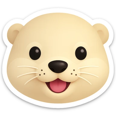 Show only the face of a cream color otter, keep it cute and simple, no background, clean isolated face portrait, minimalistic style. sticker