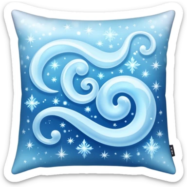 magical pillow emoji, icy blue and silver, with misty swirls, sparkles, and a cool aura sticker
