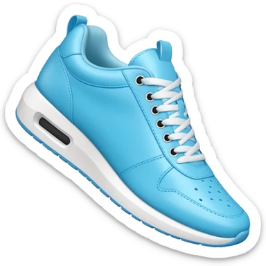 A 3D cartoon Sky Blue sneaker with soft texture, lace-up detail, and smooth reflections, isolated on plain background, Memoji-style. sticker