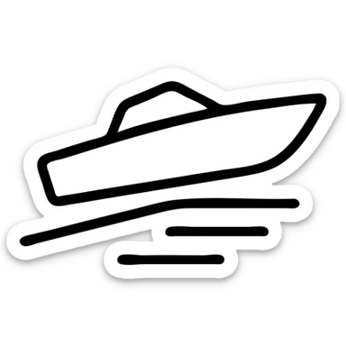 outline icon of a speedboat in motion with splash lines sticker