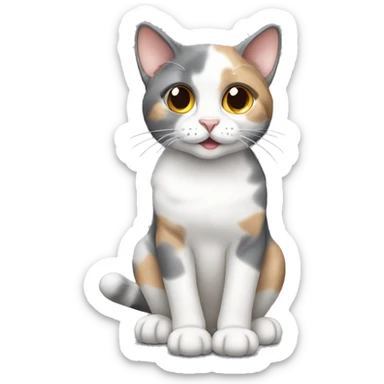 Dilute calico cat sitting  sticker