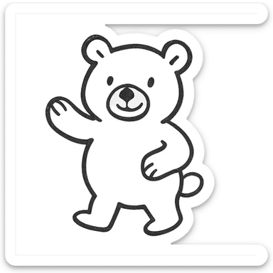 sketchy and playful bear, hand drawn outlined icon style sticker