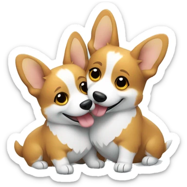 two corgis hugging happily sticker
