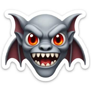 Gargoyle with red eyes, fangs and bat wings sticker