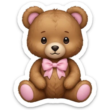 Teddy bear with light pink bow  sticker
