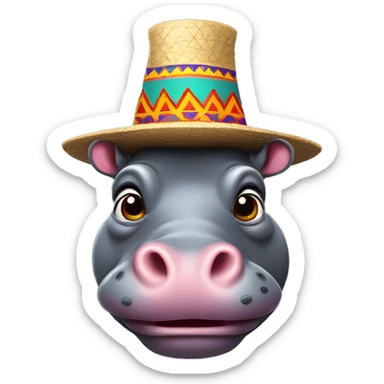 Hippo with a sombrero  sticker