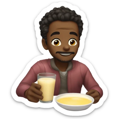 HERES A FLASH FROM THE FUTURE WHERE JAMAL FINISHES THE WORLD BODYCOMP AND GETS OLD DOING SO SOMEHOW BUT ENJOYS A NICE BOWL OF CUSTARD AND GLASS OF MILK WITH HIS GRANDPA THO HIS FATHER LEFT HIM AGAIN sticker