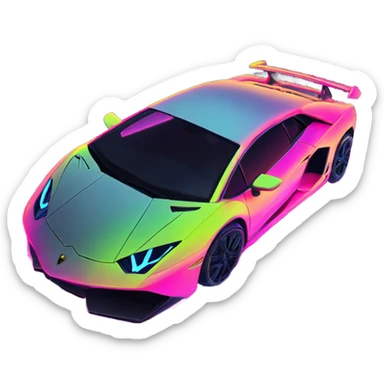 neon Lamborghini with cyber punk sticker
