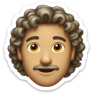 Guy with long curly hair tied sticker