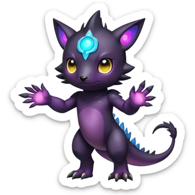 Cute cool colorful dark nebula Digimon-animal-hybrid full body sticker