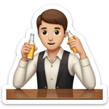 Bar fight with beer bottle  sticker