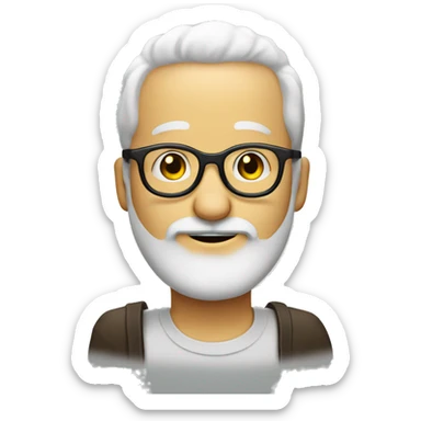 smiley white beard and round glasses ans less hair on the head sticker