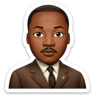 Cinematic Realistic Martin Luther King Jr. Portrait Emoji, depicted as a compassionate determined civil rights leader in period attire with a powerful gaze, rendered with rich textures and inspiring dynamic lighting that captures his historic legacy. sticker