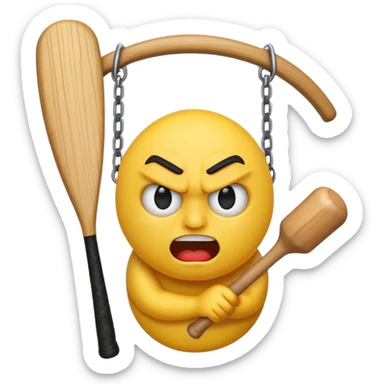 Angry emoji swinging a bat sticker