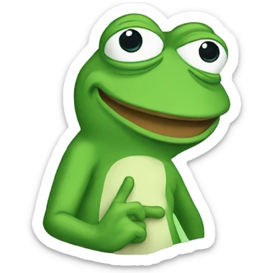 Pepe the frog in full growth points with his finger sticker
