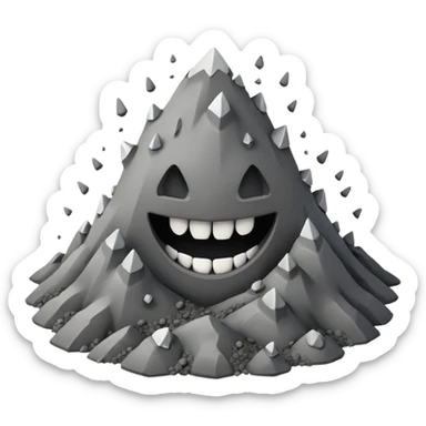 a pile of ash and dust with teeth sticker