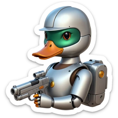 Duck with a gun android style  sticker