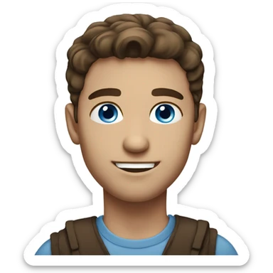 brown haired blue eyed male portrait sticker