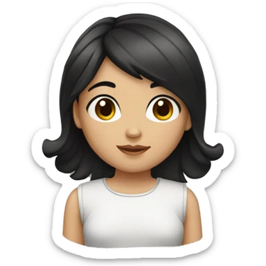Girl with black hair and brown eyes sticker