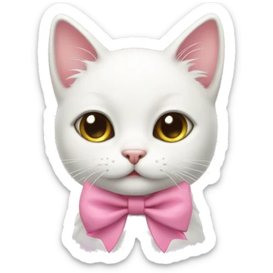 Cute White Cat With Pink Bow sticker