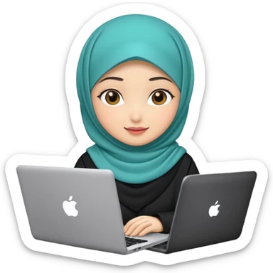 hijab cute girls with labtop sticker