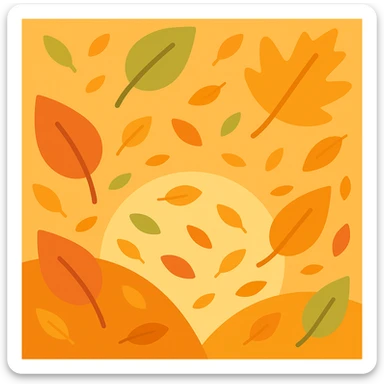 Make the image incorporate falling leaves throughout the square, keeping the original warm color palette and style of the lineal color icon sticker
