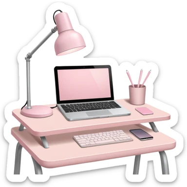 Pale Pink  Big office Workstation desk-Light Pale Pink book-Light Pale Pink wide desk lamp-Light Pale Pink lap top sticker