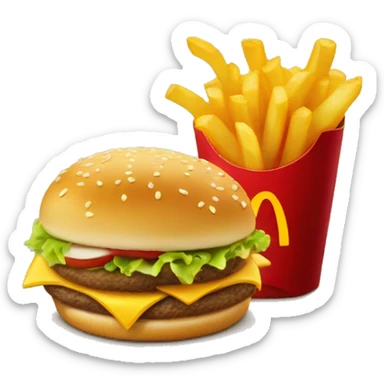 McDonald's Menu With Fries and beverage and cheeseburger sticker