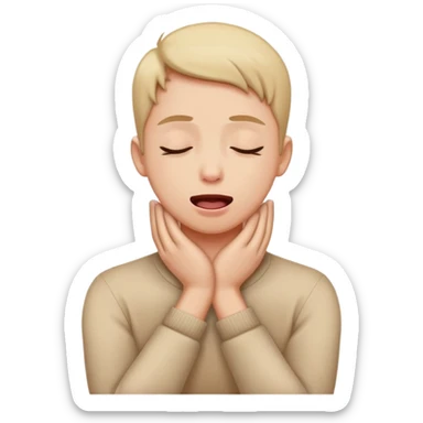 person hold neck crossed hands crossed tongue out eyes closed sticker