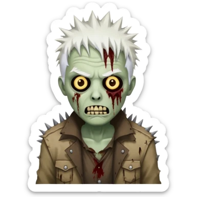 spiky white haired zombie sticker