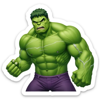 Savage Hulk versus World Breaker Hulk, classic angry Hulk facing powered-up glowing Hulk sticker