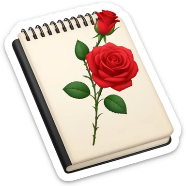 notebook  and rose sticker