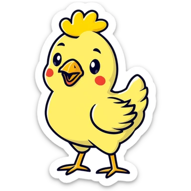 live chicken with a pat of butter on its head, cartoonish sticker style sticker