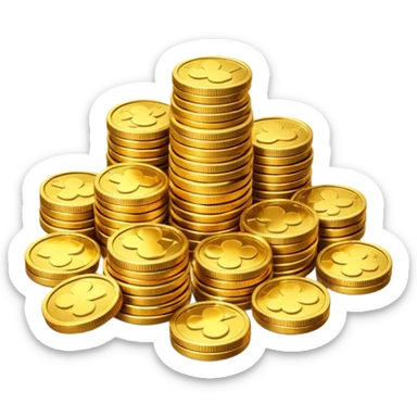 small pile of gold coins, shiny gold, no symbols, no text,  sticker