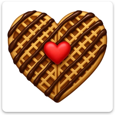 Beige heart waffle, Emoji, add chocolate drizzle sticker