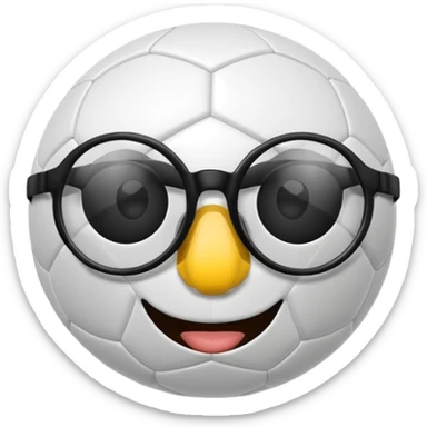 soccer ball wearing joke glasses and nose sticker