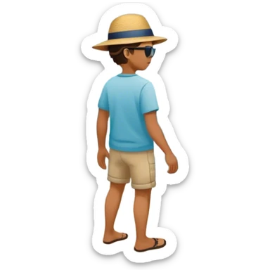 A person standing at the edge of the ocean, looking at the vast waves in front of them. The waves are playful and inviting (fun & play), the deep water is calm and powerful (relationships & meaning), and the beach walk is peaceful, with footprints marking the sand (being present & savoring life).  sticker