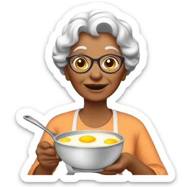 Granny cooking a breakfast sticker