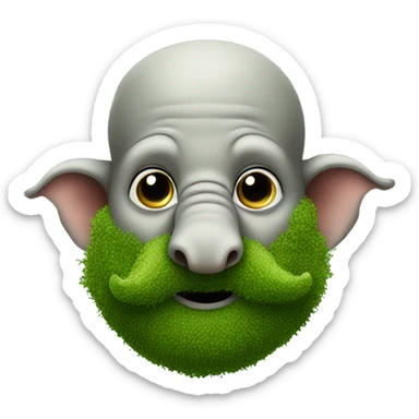 bald elephant man with a moss beard sticker
