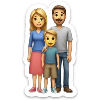 Family with 4, father, mother, teenager boy, small girl sticker