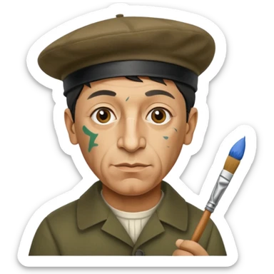 pablo picasso is painting on canvas sticker