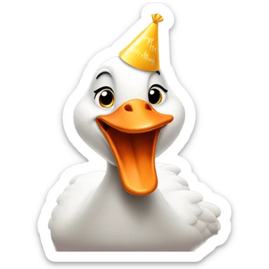 Goose with birthday hat sticker