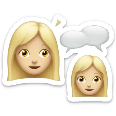 talking blond child with two speech bubbles near sticker