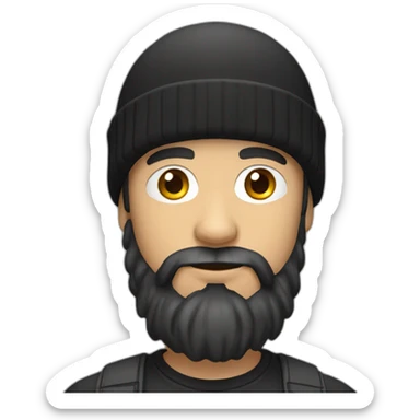 white-man-with-mohawk-hair-and-long-black-beard-with-a-black-beanie-hat sticker