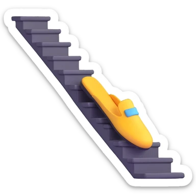 close up of a foot in a slipper on the stairs, bright colors sticker