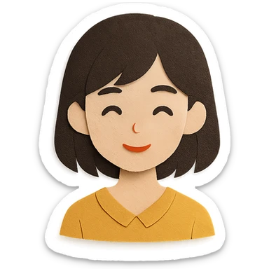 young 20-year-old Japanese girl, paper craft style sticker