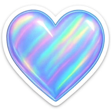 heart with a holographic shimmer, digital illustration style, no background sticker