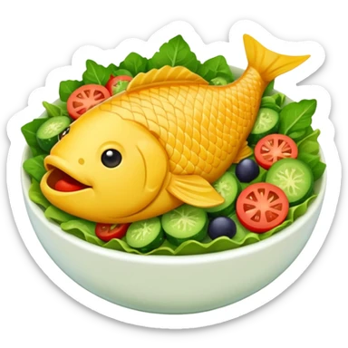 buatkan emoji salad namun berbentuk ikan 🐟 yang chubby untuk discord emoji tentang mancing sticker