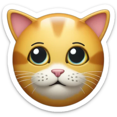 3d sphere with a cartoon cat skin texture with big confident eyes sticker